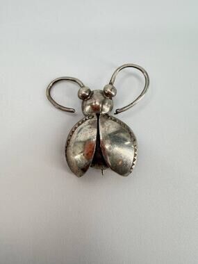 Vintage Sterling Silver Ladybug Brooch Pin Open Wings 7.8g Insect Bug
